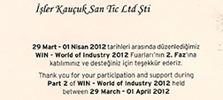 Wın - World of Industry 2012